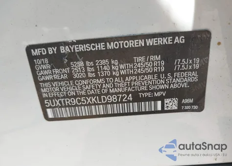 2019 BMW X3 xDrive30I from USA, damaged, VIN 5UXTR9C5XKLD98724